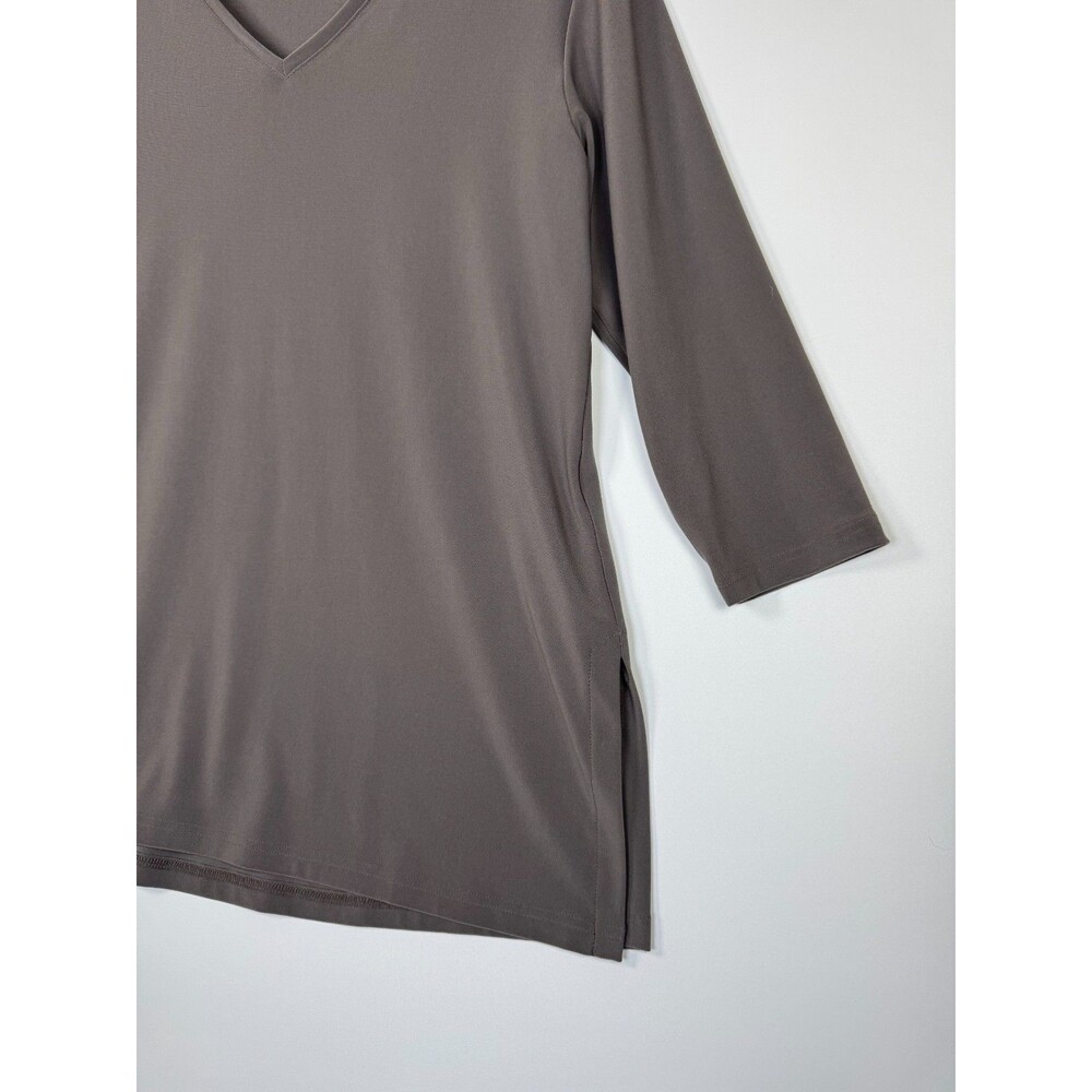 Sympli Top Womens 10‎ Brown V Neck Stretch Travel Minimalist Made in Canada - Picture 6 of 12